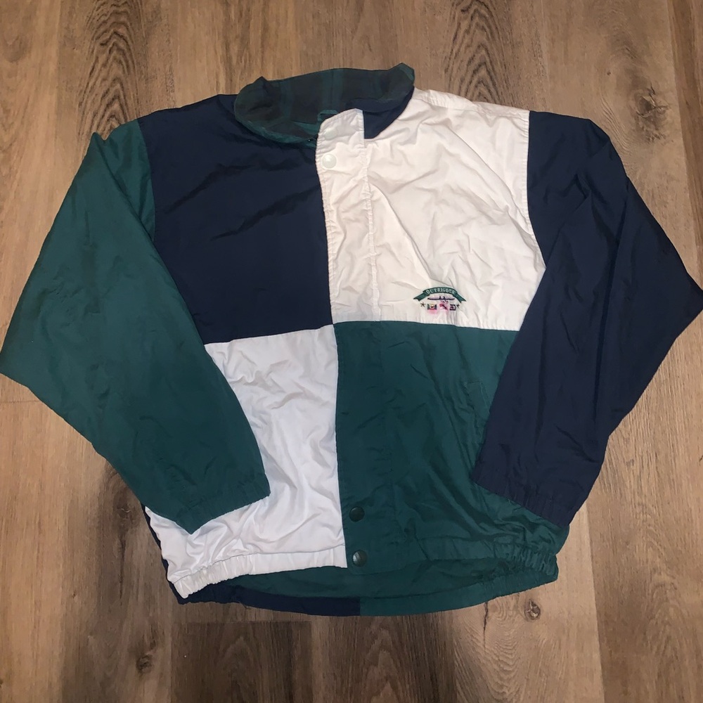 Green and White Outrigger canoe club vintage windbreaker